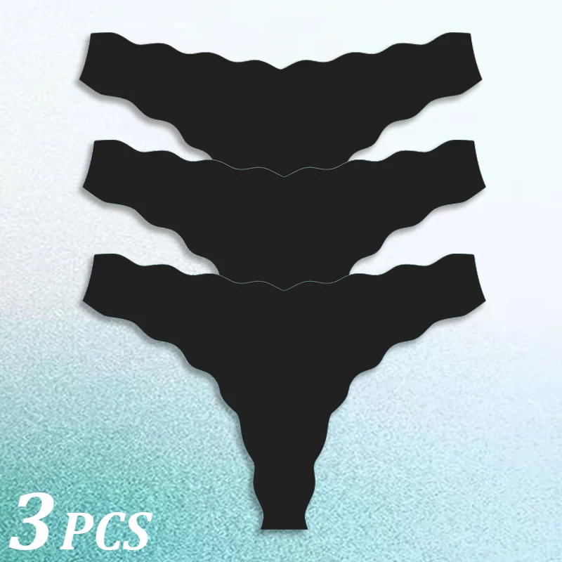 3 szt. Damskie majtki bezszwowe falista konstrukcja ultracienkie majtki damskie lodowy jedwab bielizna seksowne majtki niskiej talii stringi kobiece solidne