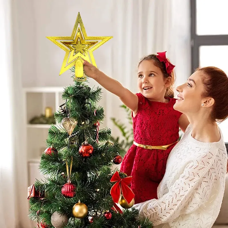 Árbol de con purpurina dorada, estrella de hierro, decoraciones navideñas para hogar, adornos para árbol de Navidad, Año Nuevo 2022 - AliExpress