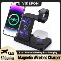 4 in 1 Wireless Charger Foldable Fast Charging For iPhone 16-12 Apple Watch Airpods pro For Samsung S24 S23 Galaxy Watch 7 Buds3