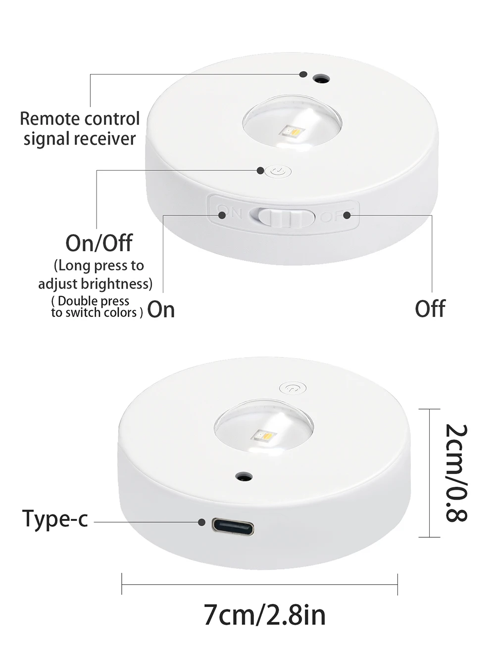 Description Picture 4 of itemNew Round Big Eye Lamp LED Under Cabinet Light USB Rechargeable Multicolor Night Light RGB Wine Cabinet Lamp with Remote Control