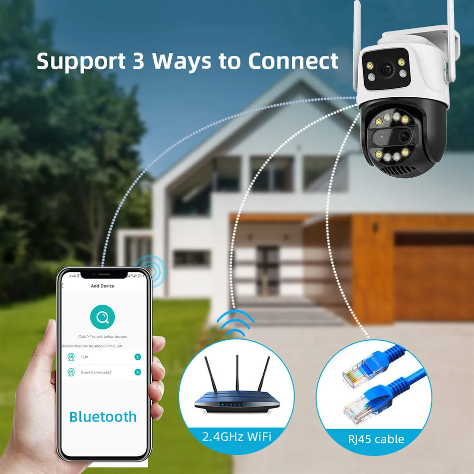 Uzoom 12MP 6K WiFi Camera with 8X Zoom 3 Lens Dual Screen Human Detection Auto Tracking CCTV for Outdoor Security Surveillance 6