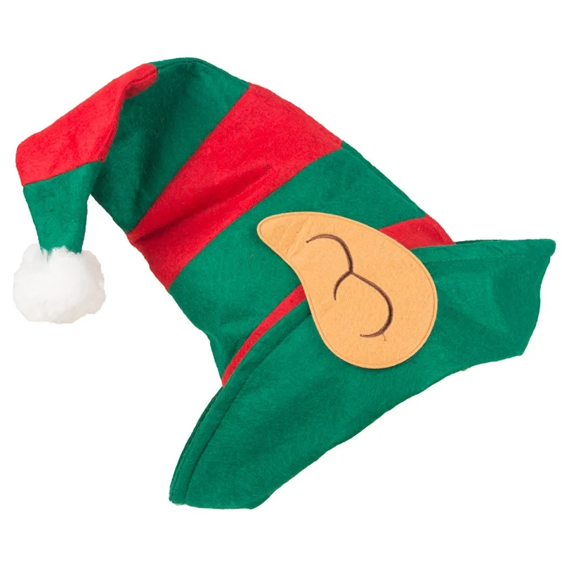 Chapeau de lutin de Noël non tissé pour adultes, casquettes à