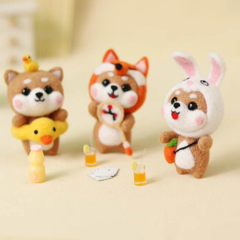 

Unfinished Felt Kit Fox Head Rabbit Cute Cartoon Animal Plush Toy DIY Wool Needle Felt Sewing Kit DIY Handmade Gift