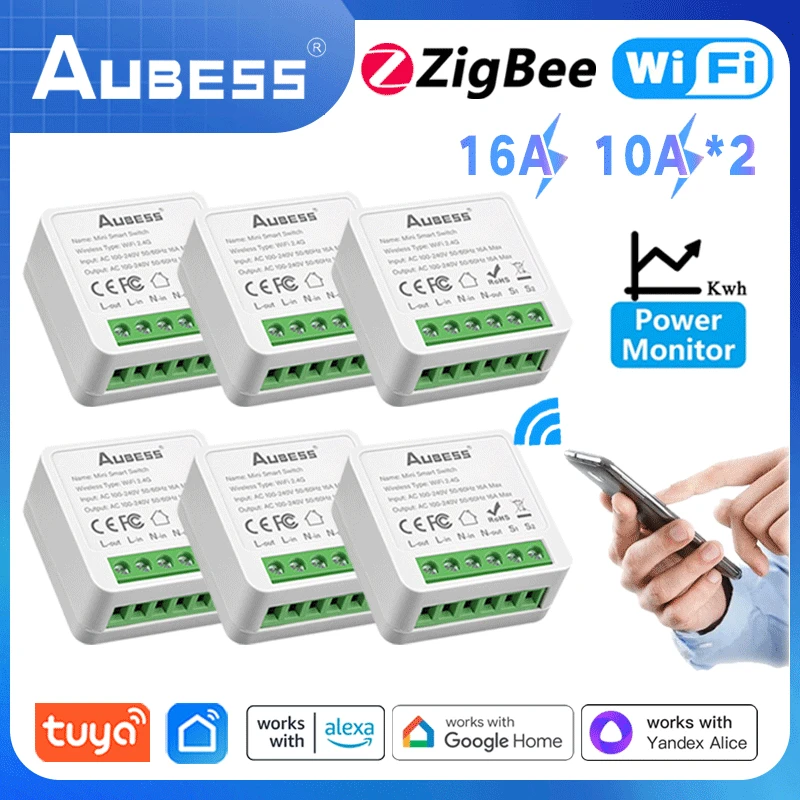 AUBESS WiFi Switch Tuya Smart Home Gadgets Automation MINI DIY 2Gang 2