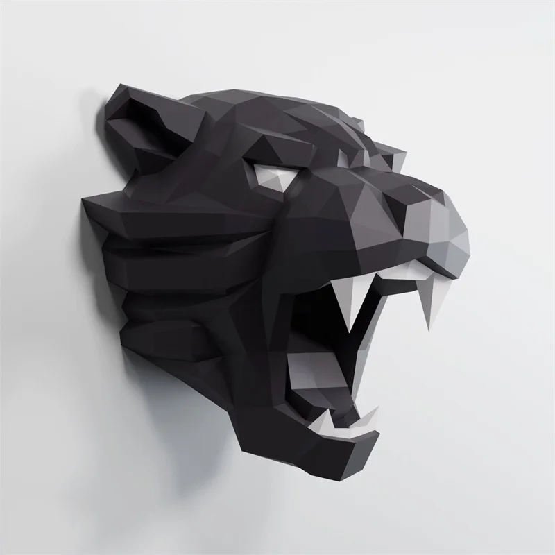 Tiger Head 3D Paper Model Home Wall Decoration DIY Hanging Origami Papercraft Low Poly Handmade Art Sculpture Props Creative Toy