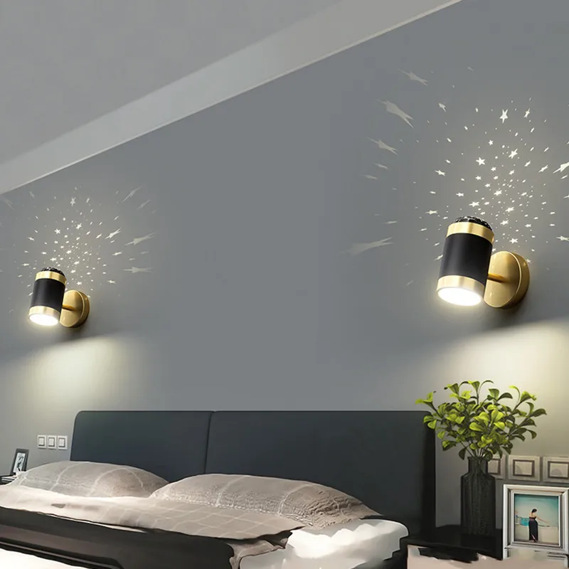 Omee LED Ceiling Wall Lamp Simple Light Folding Rotation Star Projector Lamps Home Hotel Bedroom Living Room Bedside Wall Lights
