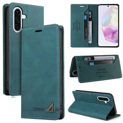 Leather Wallet Case with Card Slots, RFID Blocking, and Kickstand - Magnetic Flip Cover, Shockproof Design for Galaxy A27 (Green)