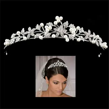 Sposa perla corona fascia diamante accessori per capelli lega strass principessa matrimonio fascia copricapo da sposa corone da sposa