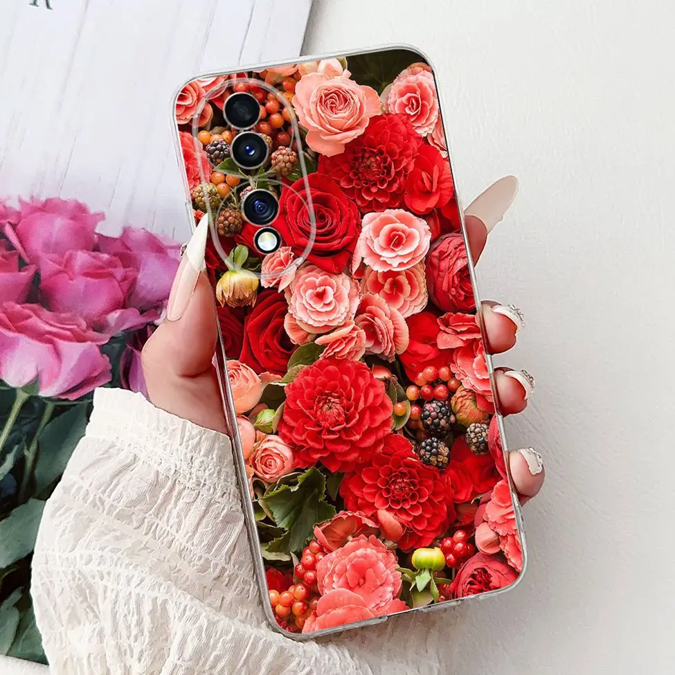 Clear Aesthetic Cute Cat & Flowers Soft Phone Case - Fashionable and Fun Design