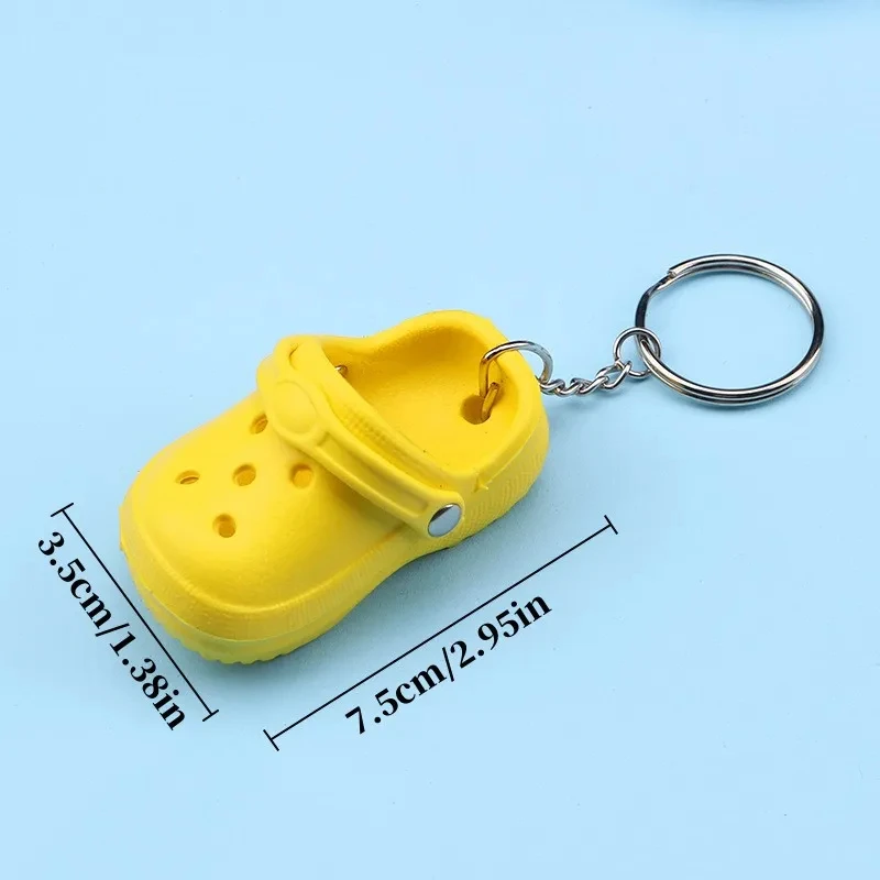 1PC Mini Slipper Shoes Keychain Cute 3D EVA Beach Hole Little Croc