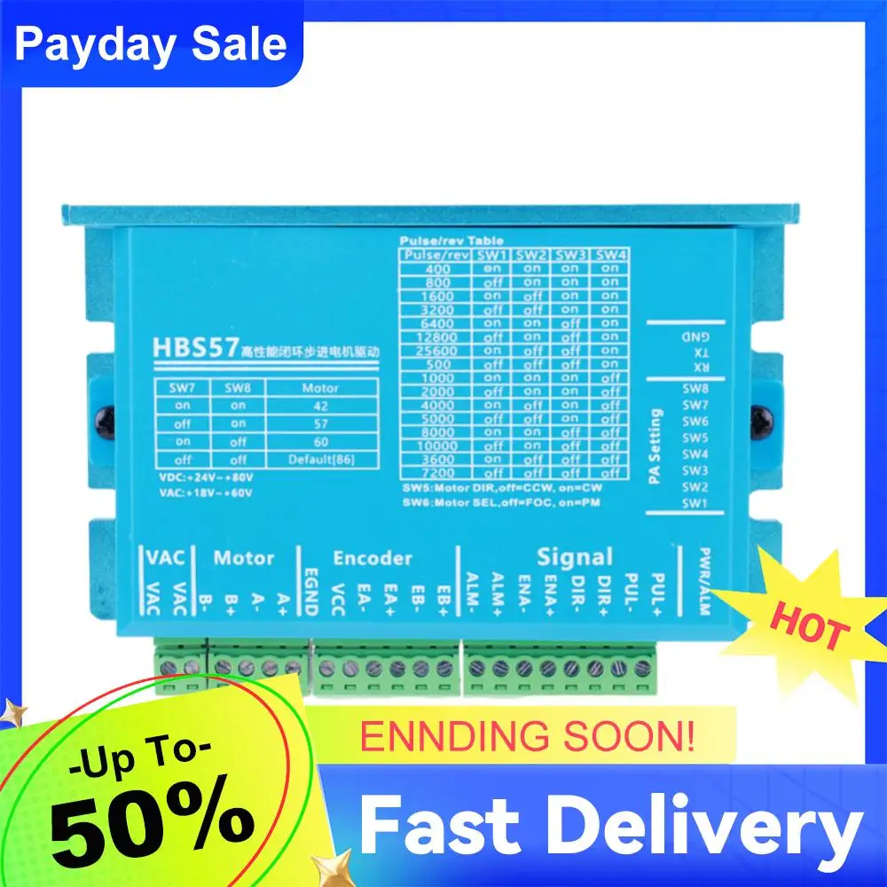 HBS57 스테퍼 모터 드라이버 컨트롤러 0-200kHz 스텝 모터 드라이버 AC..