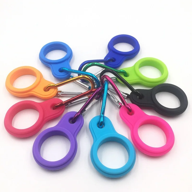 Water Bottle Holder 1/2PCS Aluminum Sports Kettle Buckle Outdoor Carabiner Water Bottle Holder Rubber Buckles Hook Camping Hiking Tool