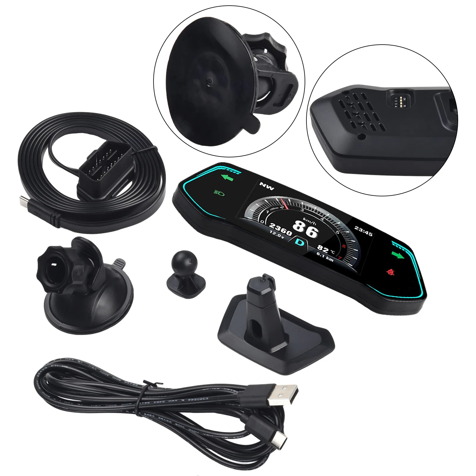 

Car Digital Head Up Display OBD2+GPS HUD Gauge Speedometer Turbo RPM Alarm Temp With APP Display Universal Fitment