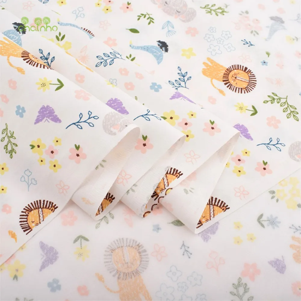 Chainho,Printed Twill Weave Cotton Fabric,Patchwork Cloth,DIY Quilting Sewing Material,Cute Cartoon Series,2 Specification,CC112