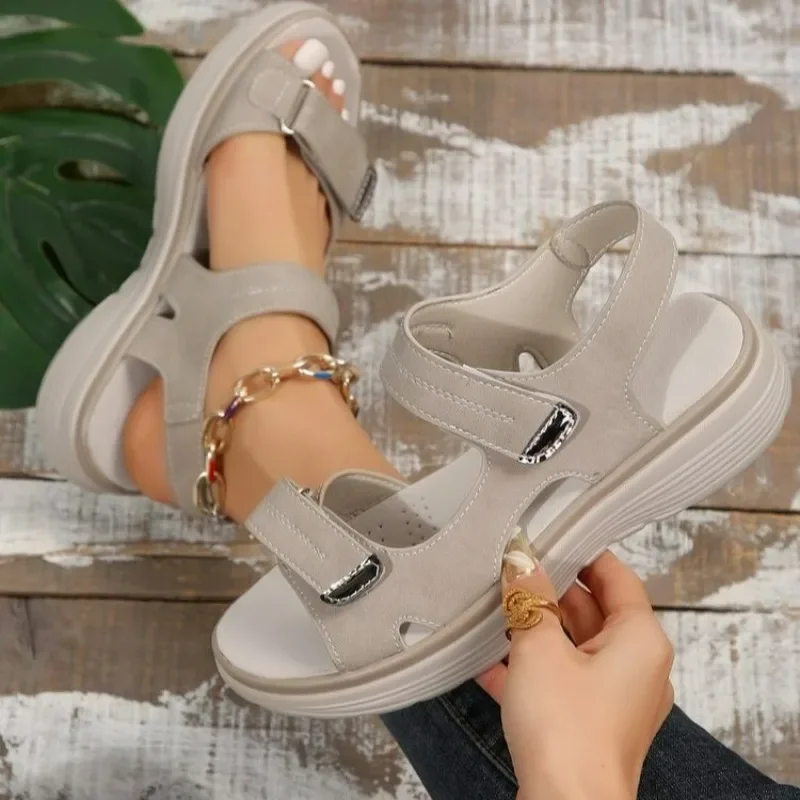 Elegant Women’s Genuine Leather Sandals – Sport Style, Lightweight, Plus Size 43 Slippers Beach Footwear Sandals