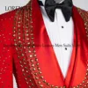 Customized Men Suits 3 Pieces Sets Notched Lapel Groom Tuxedos Wedding Prom Blazers Pants Outfit Terno Masculino Completo 4
