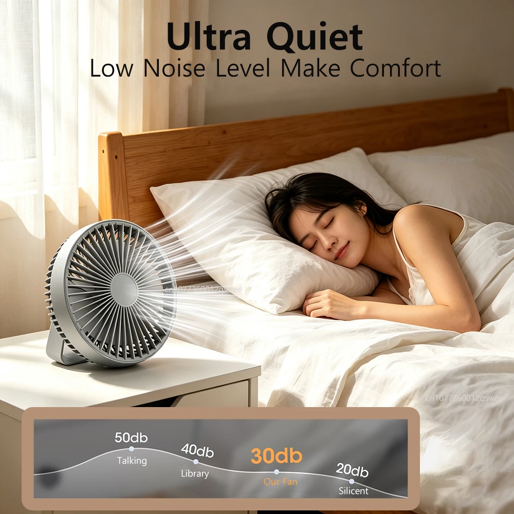 Portable Desk Fan with 3-Speed Settings and Rechargeable Light