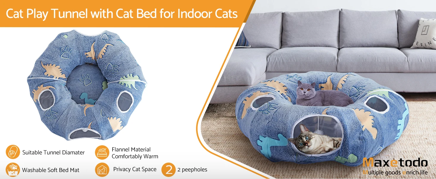 Cat tunnel bed, cat tunnels, tunnels indoor, peekaboo cat cave, cat donut tunnel, play tunnel,