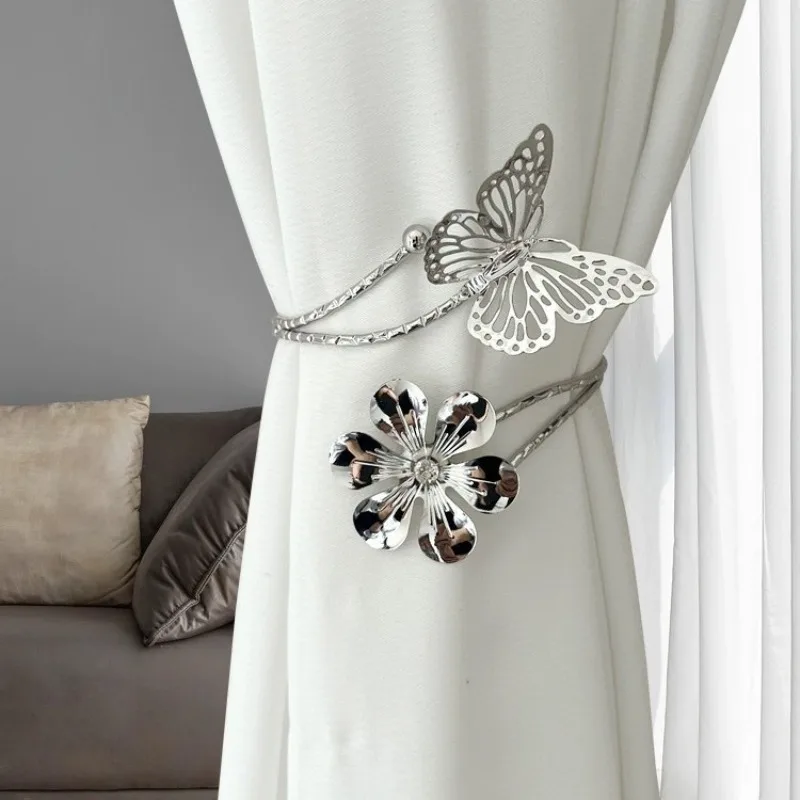 1pc /2pcs  Metal Leaf Clip Curtain Rings - Decorative Opening Hooks for Window Drapes, Easy Slide Design for Home Interio