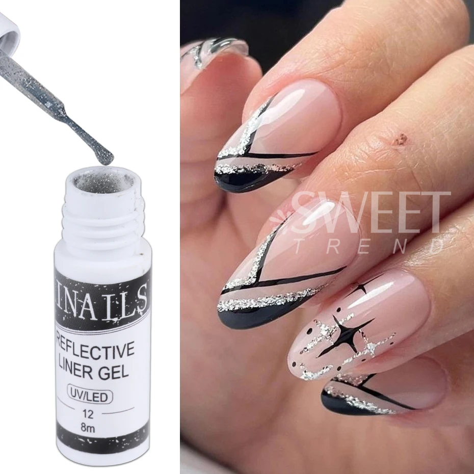 12 Colors Liner Gel Nail Kits for French Stripe Line Graffiti Painting Gel Glitter Nail Gel Polish DIY Design Manicure Varnish