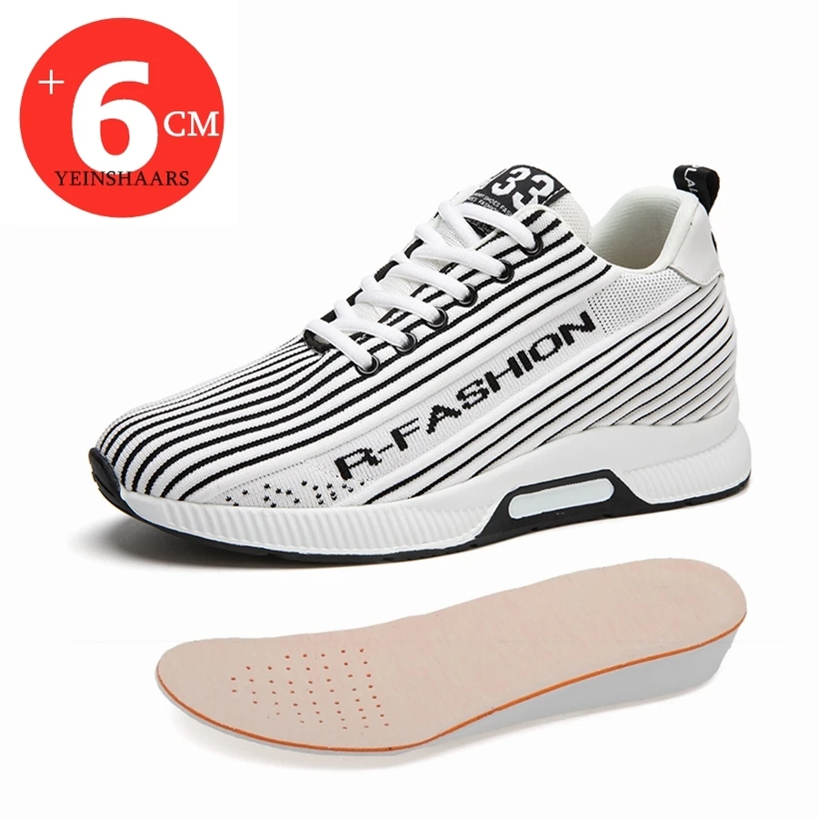 Men Sneakers Elevator Shoes Height Increase Shoes For Men Hidden Heels 6cm Optional Breathable Lift Sports Height Increasing Man