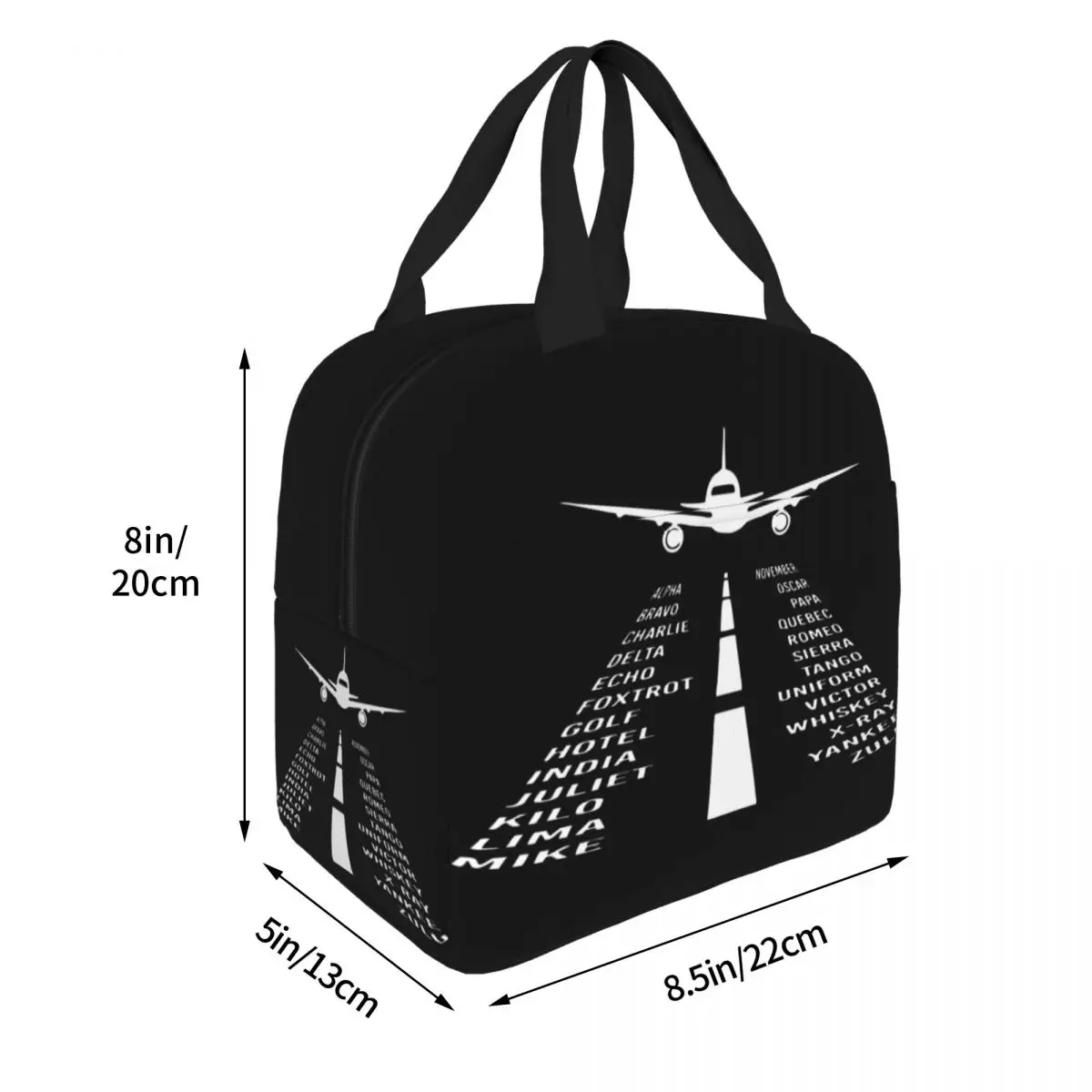 Airplane Phonetic Alphabet Pilot Gift Insulated Lunch Bag Thermal Bag Lunch Container Aviation Plane Fighter Tote Box