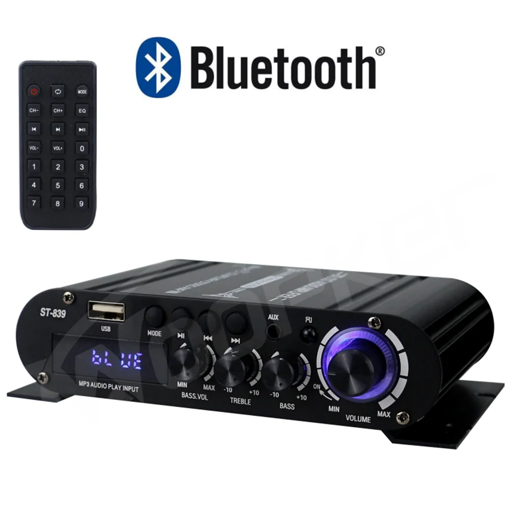 ST-839 HiFi 2.1 Channel Power Amplifier 25W*2+40W Subwoofer Amplifier Sound Amp