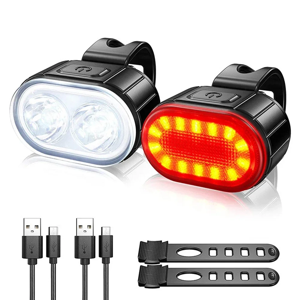 Bicycle Front Rear Light Set USB Charge Bike Waterproof Headlight Light MTB Cycling Taillight LED Lantern Bicycle Accessories