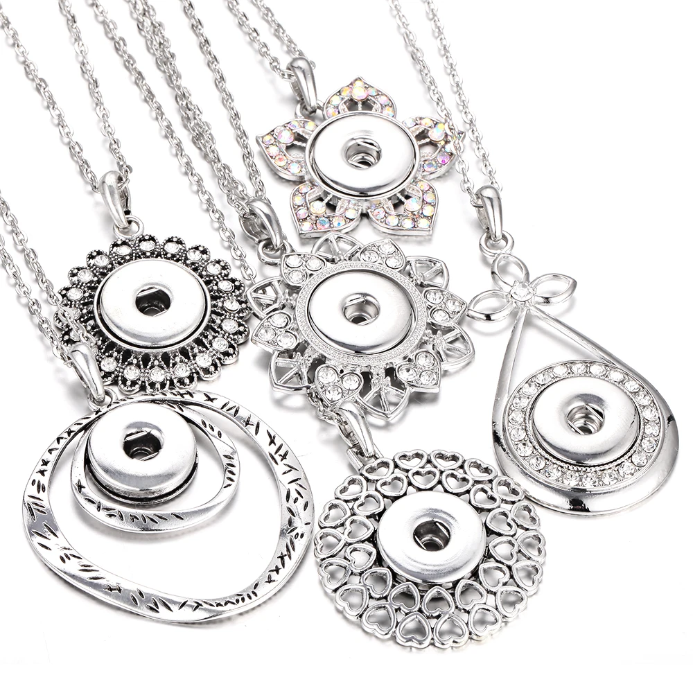 NewSnapButtonJewelryNecklaceVintageMetal18mmSnapButton