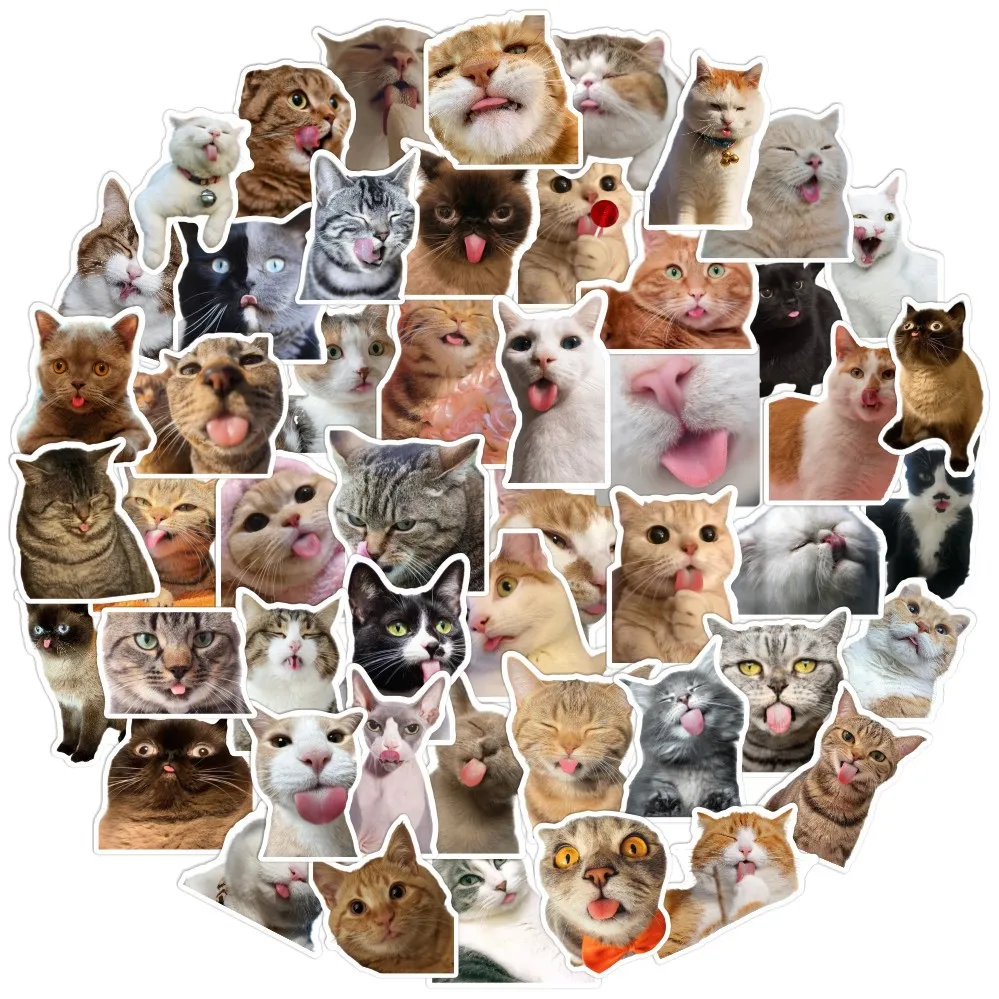 

10/30/50pcs NEW Cat Stickers Kawaii Cute expression Decals DIY Skateboard Notebook Luggage Phone Fridge Bike PVC Car Sticker