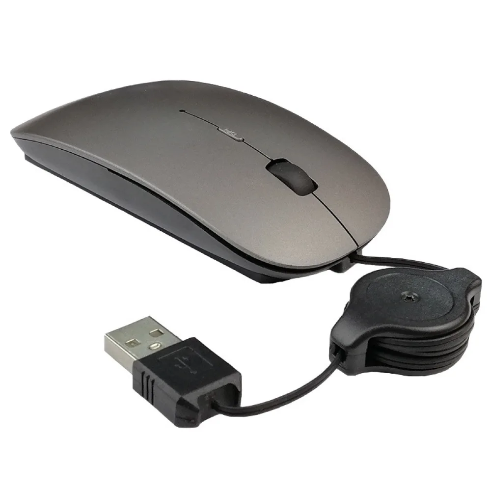 Notebook Wired Mouse Computer Telescopic Mute 800/1200/1600DPI USB Optical Mouse Office Game Accessories