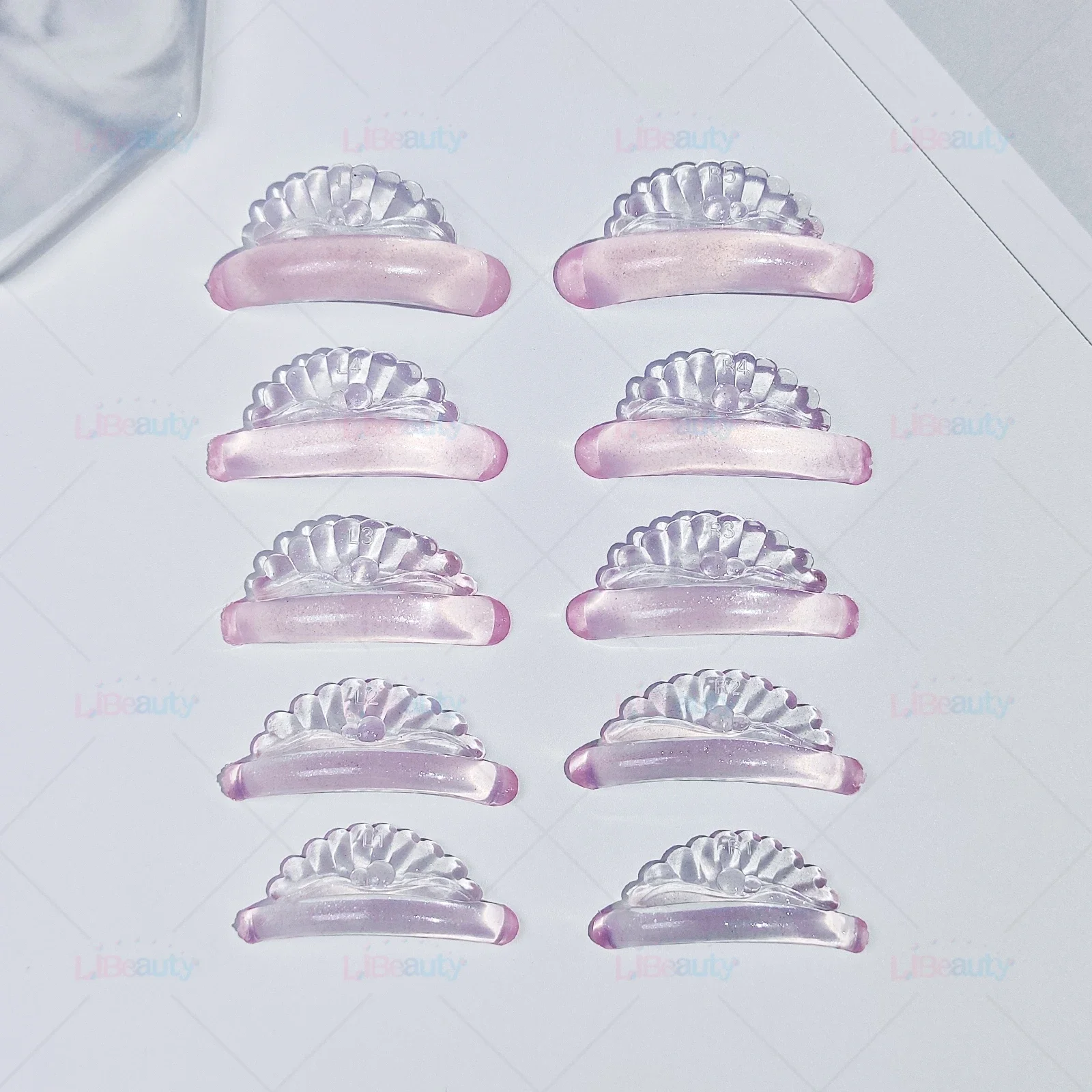 Libeauty 무접착제 실리콘 속눈썹 파마 패드, 끈끈한 속눈썹 로드 쉴드, 3D 속눈썹 컬러 액세서리 어플리케이터 도구, 5 쌍