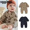 Baby Girl Boy Spring Autumn Romper Polka Dot Print Long Sleeve Pocketed Infant Jumpsuit Cute Newborn One-Piece Wear D4460