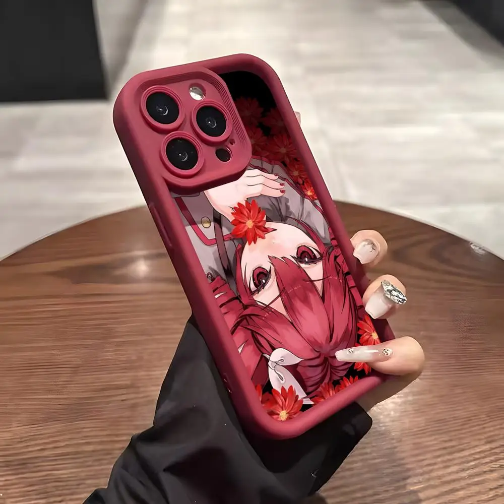 Wine Red Soft Silicone Phone Case Featuring K-Kasane Teto Design