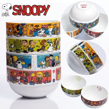 스누피 세라믹 그릇 만화 아기 성인 접시 간장 과일 음식 먹이 그릇, 4.6 인치 가정용 밥 그릇, 국수 그릇, 샐러드 선물