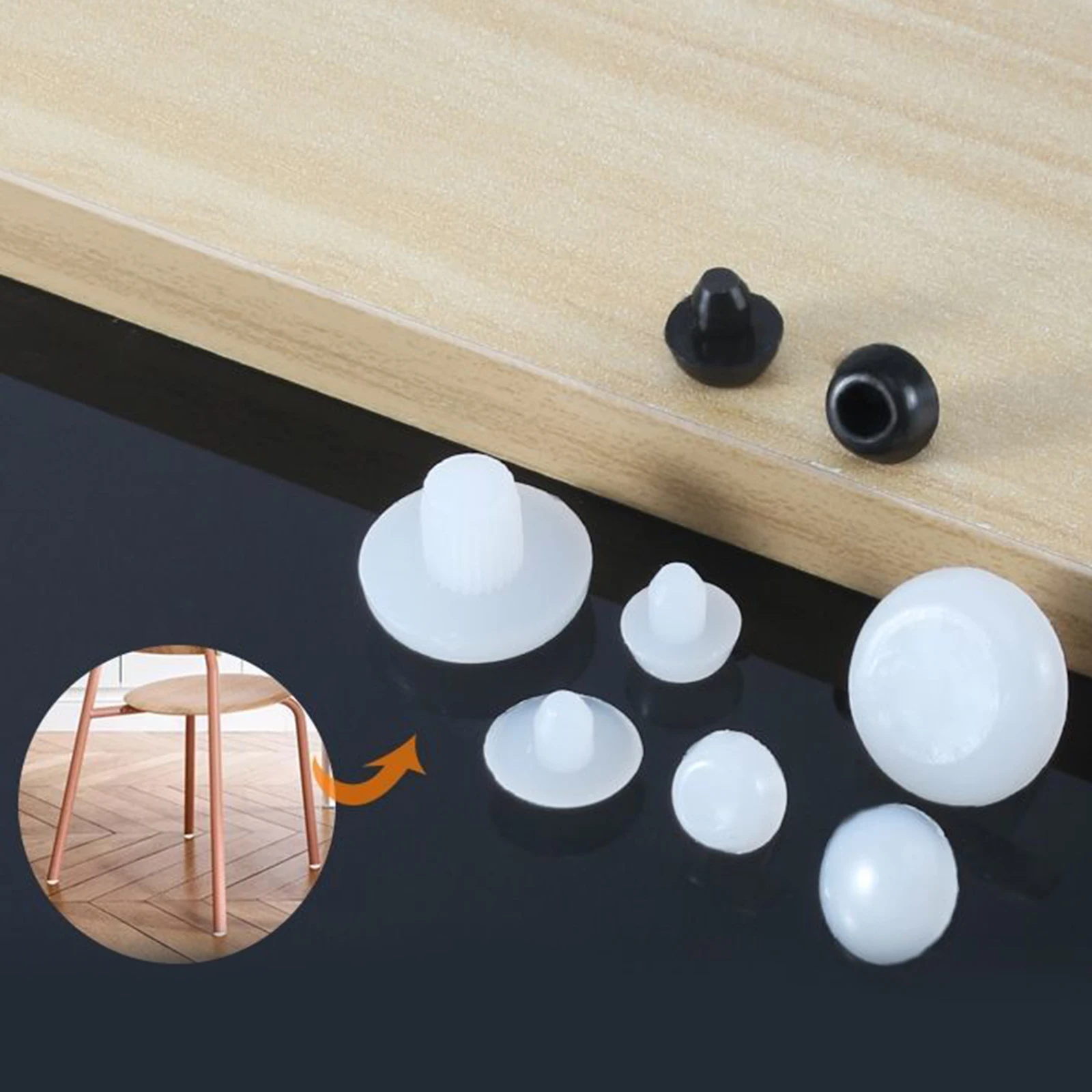 의자 테이블 가구 다리 플러그 플라스틱 발 패드 내장 미끄럼 방지 발 못 나무 바닥 가구 보호대 패드, 로트당 100 개, 6mm