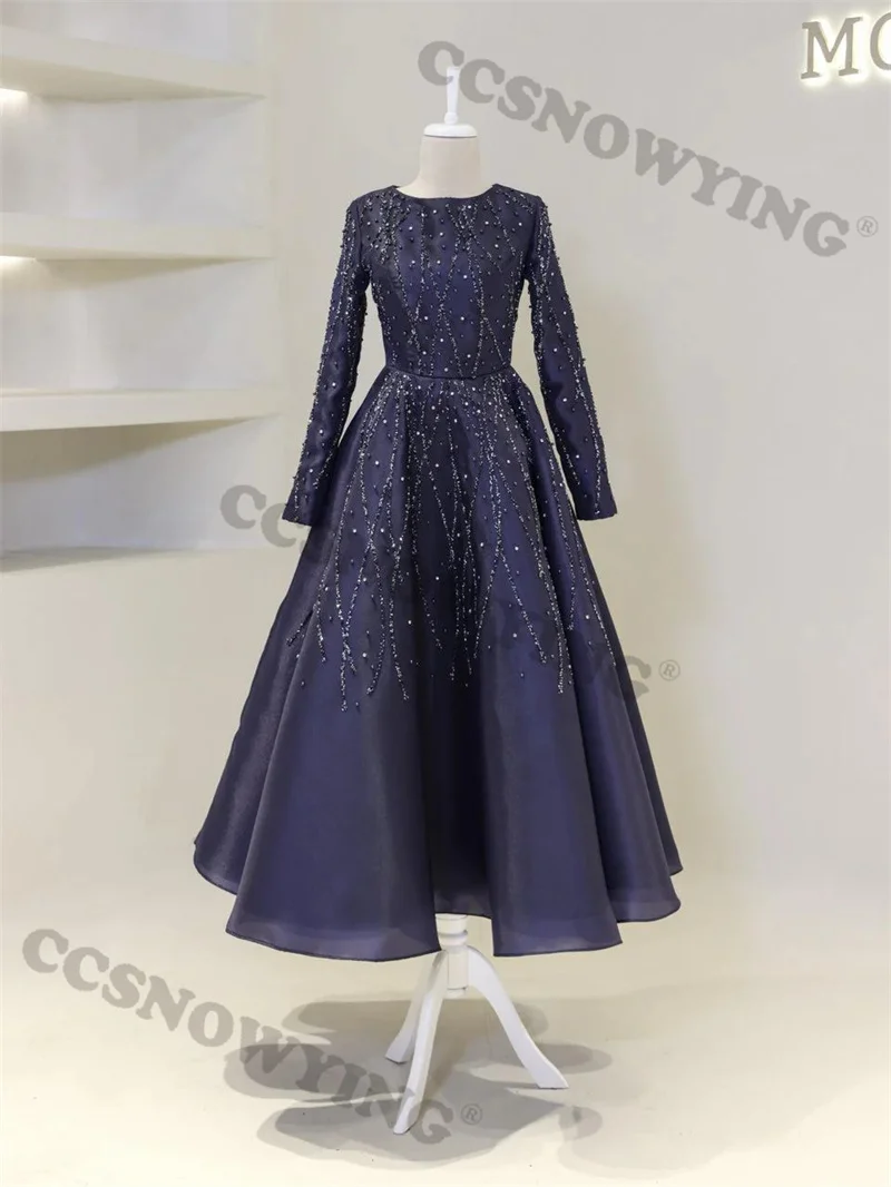 

Organza customizable Appliques o Neck Long Sleeve Evening Dresses Prom Dress Formal Occasion Dresses