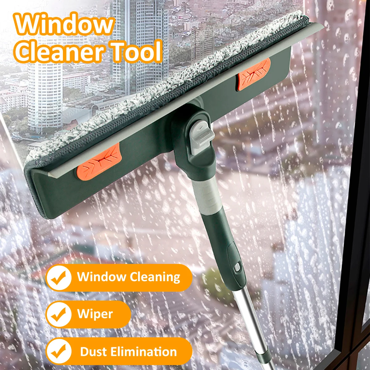 1 Set Window Cleaning Squeegee Microfiber Window Scrubber with Pole for Car  