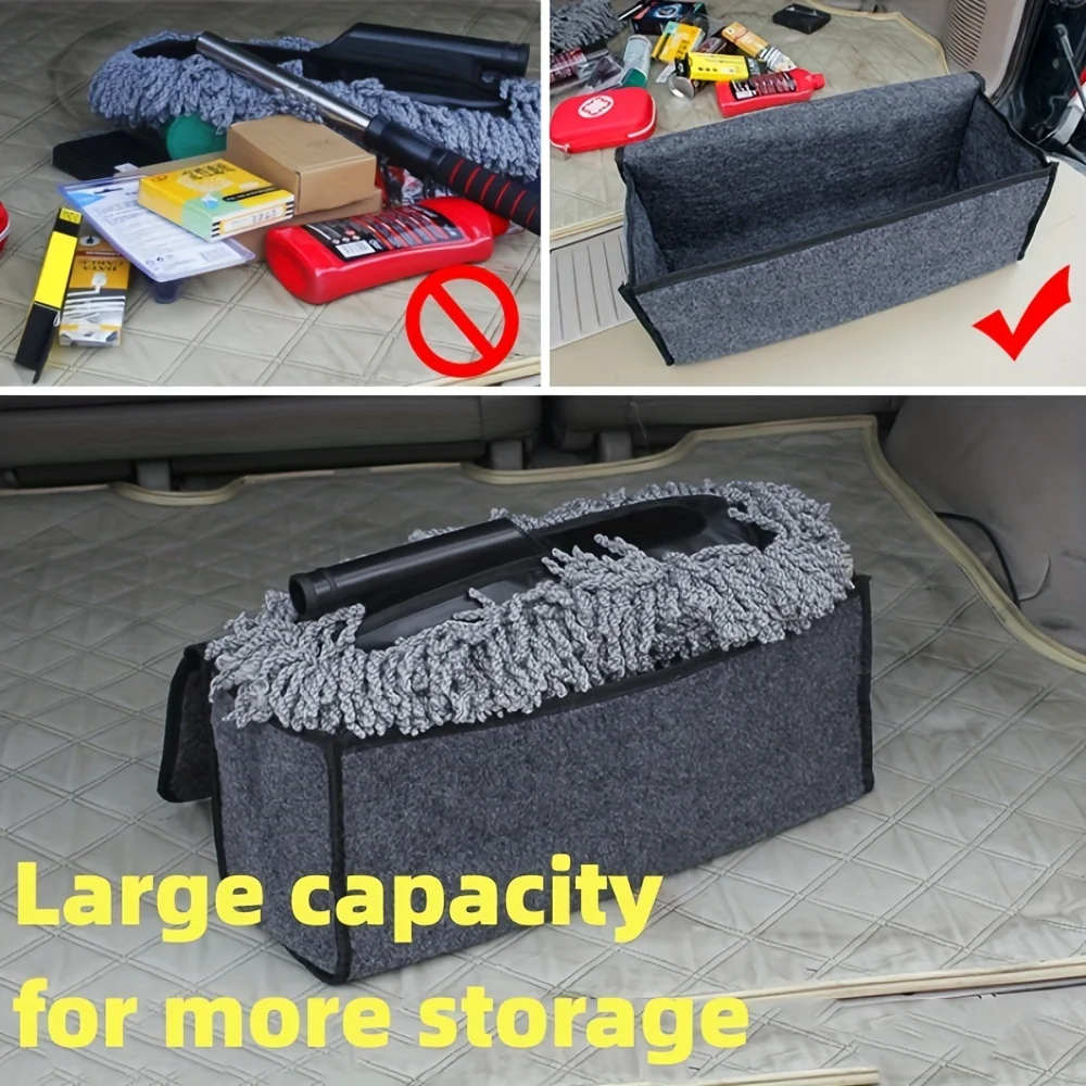 Car Trunk Organizer Large Anti Slip Compartment Boot Storage Soft Felt Box Accessories