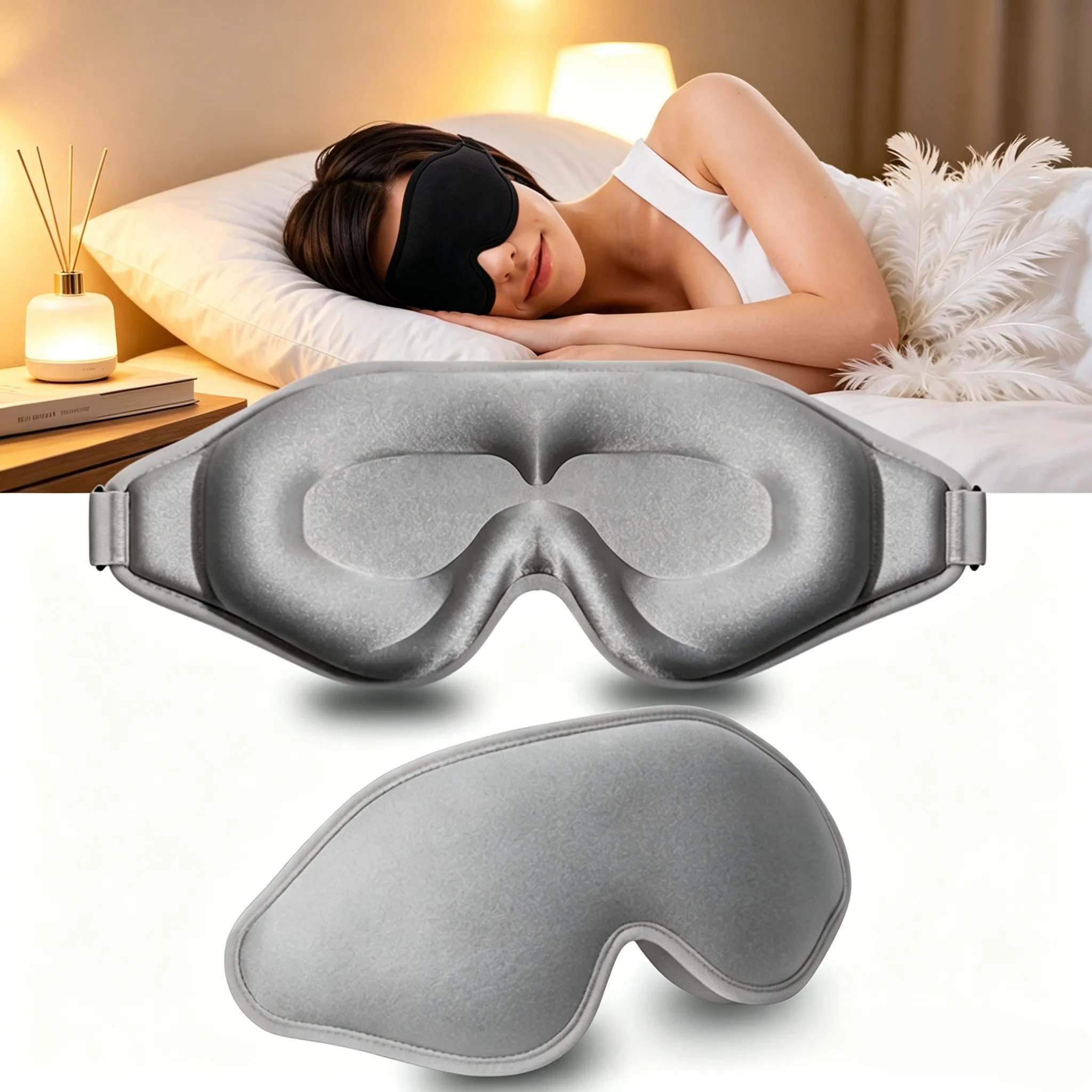 Deluxe 3D Contoured Sleep Mask - Ultimate Light Blocking & Comfort for Restful Sleep