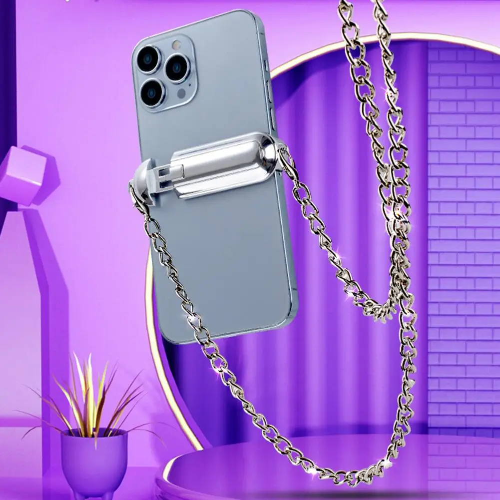 1 Set Durable Detachable Easy to Carry Mobile Phone Crossbody Chain Stand Back Clip Holder for Smartphones