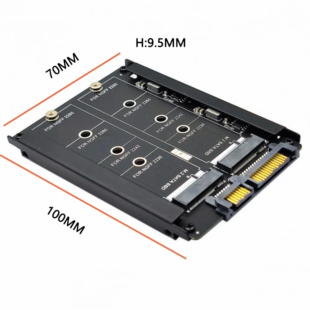 SATA M.2 RAID 어댑터 B+M 키 듀얼 M.2 NGFF - 2.5인치 SATA SSD RAID 콤보 HDD 하드 드라이브 인클로저 블랙 메탈 케이스