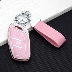 Premium Soft TPU Car Key Case Cover - Universal Car Accessories (Pink Set)