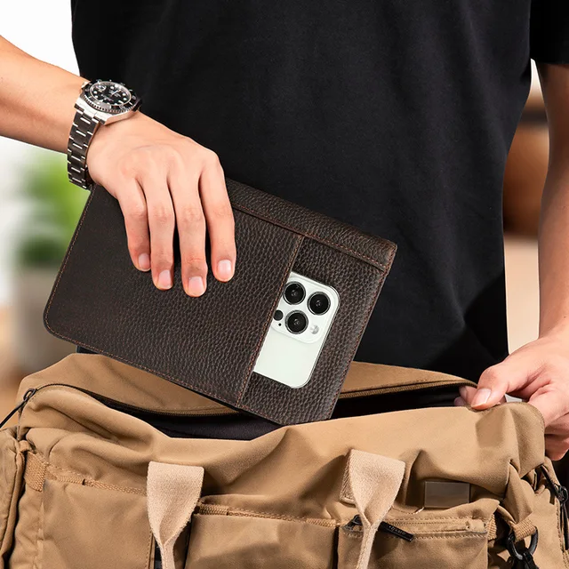 Leather Humidor 5 Piece Cigar Capacity Holder With Wrist Zipper Multi-function Travel Cigar Case - Image 4