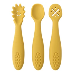 Adorable Baby Feeding Spoon Set - Toddler Weaning Cutlery (008-mustard)