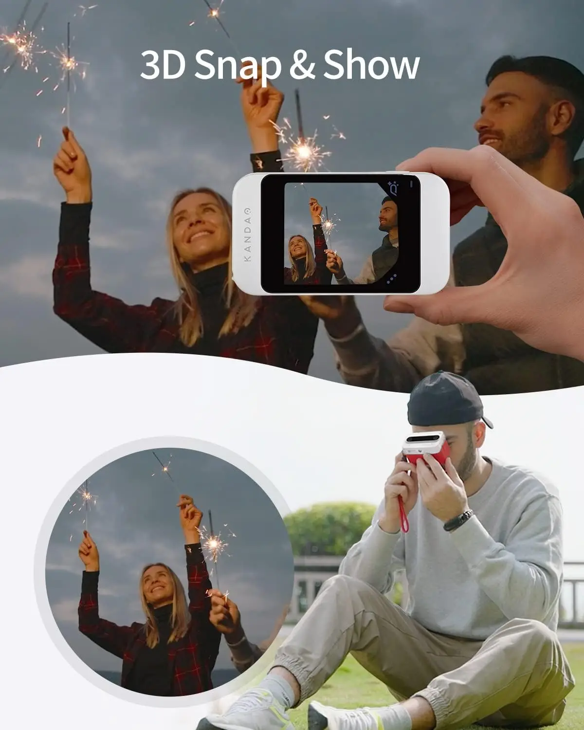 KanDao QooCam EGO 3D Cam - 24MP/8K Photos/4K 60FPS Videos Stereoscopic 3D Instant Display Camera,Compatible on PICO4 VR Headsets 3