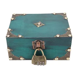 Exquisite Vintage Handcrafted Wooden Treasure Box with Lock for Jewelry Storage and Collection (As picture)