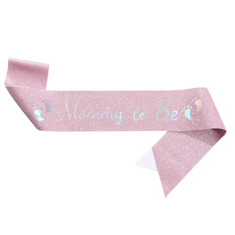 Glitter Satin Sash Set for Expectant Parents - Baby Shower & Gender Reveal Party Decoration
