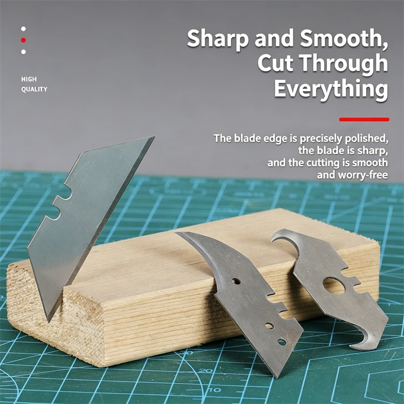 10개/세트 날카로운 사다리꼴 접이식 칼날 유틸리티 예비 부품 포켓형 DIY 나이프 칼날 커터 도구 교체품