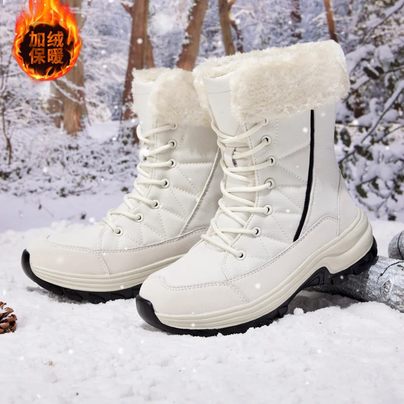 Waterproof Women & Girls Snow Boots Cold Resistance -30℃ Outdoor Female Winter High Shoes Sports Casual Size 36-42